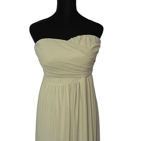 Lulus Sage Green Convertible Strapless Maxi Dress Formal Wedding Guest Gown Sz S - Picture 4 of 14